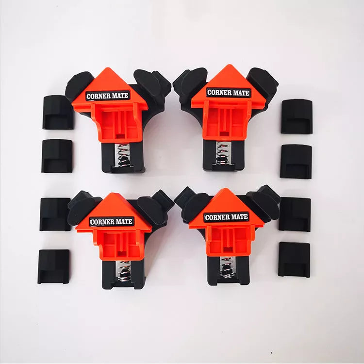 Woodworking right angle clip holder for 60, 90, and 120-degree clamping with ABS handle and stainless steel body