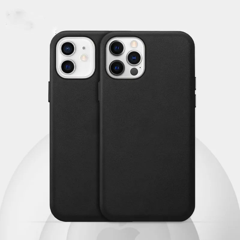 Real cowhide leather iPhone case for 12 and 13 Pro Max models in multiple colours.