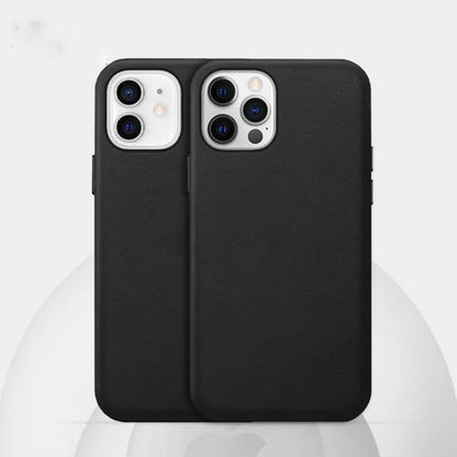 Real cowhide leather iPhone case for 12 and 13 Pro Max models in multiple colours.