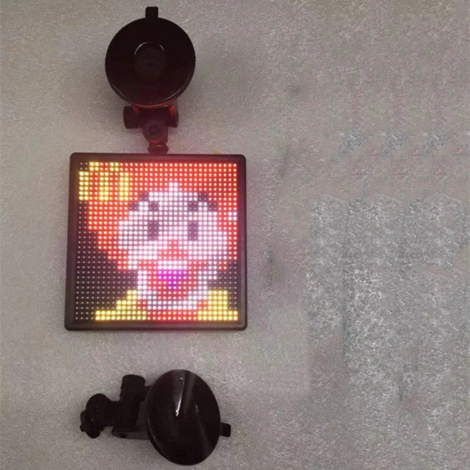 Car Rear Window LED Emoticon Screen displaying vibrant seven-color message