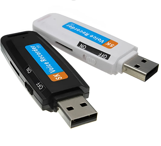 Black and white SK-001 fashion USB flash drive with creative design showing dimensions of 70mm length.