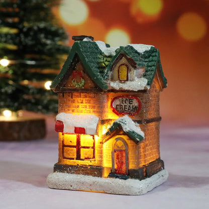 Christmas Micro Landscape Resin House Ornament with detailed festive design