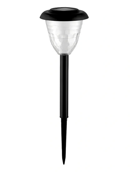 Black solar lawn light with polysilicon panel and IP55 waterproof rating for garden pathways