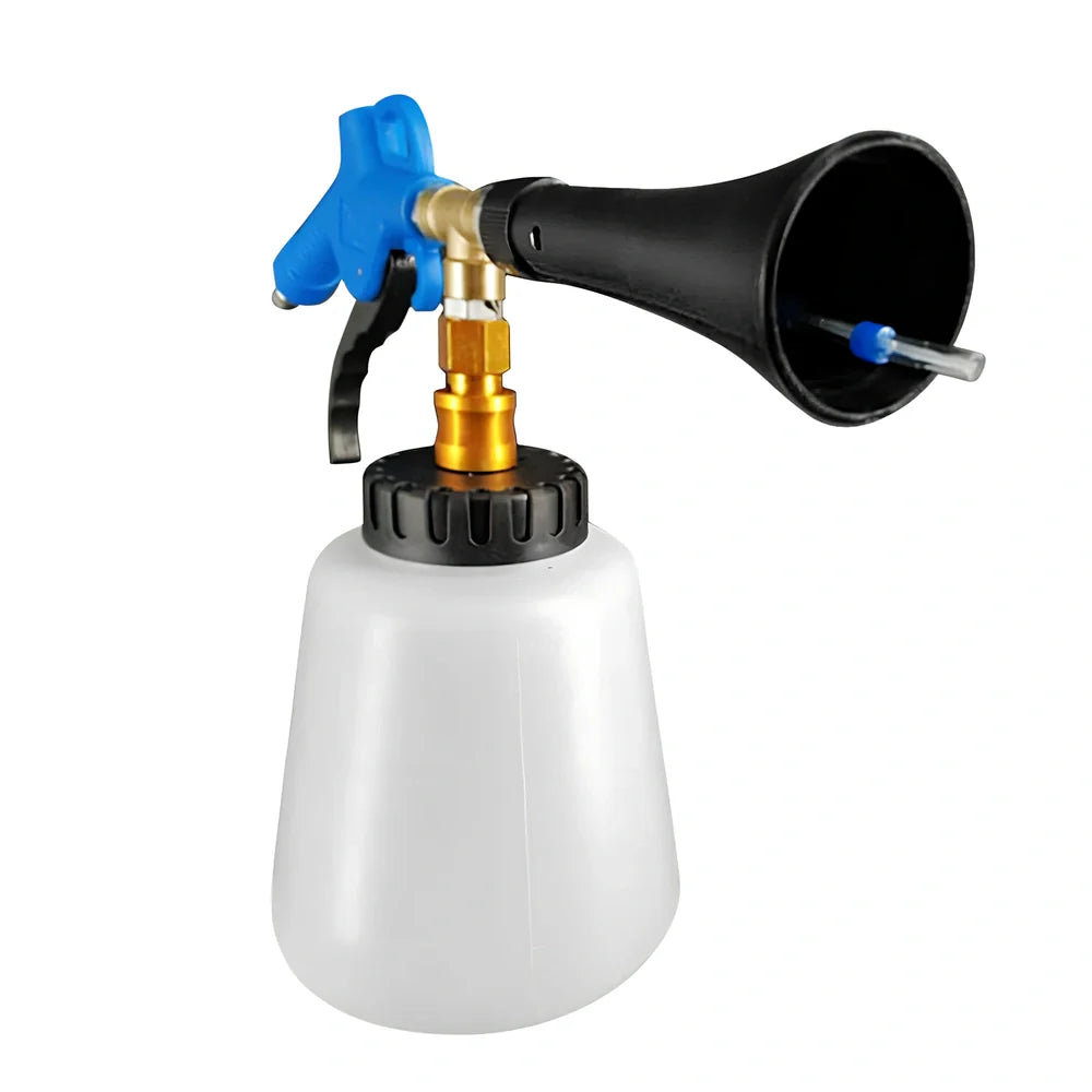 Blue Tornado interior cleaning gun with adjustable tube showing 70-120mm range and 8mm connection