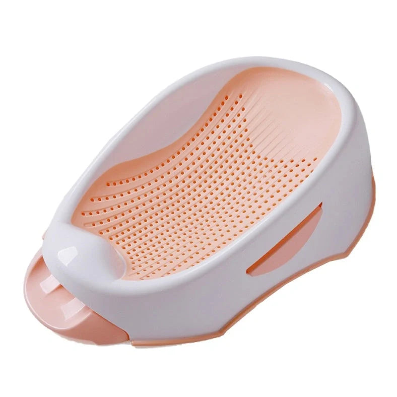 Royal blue baby bath with spine protection design measuring 66cm long with TPE soft edges