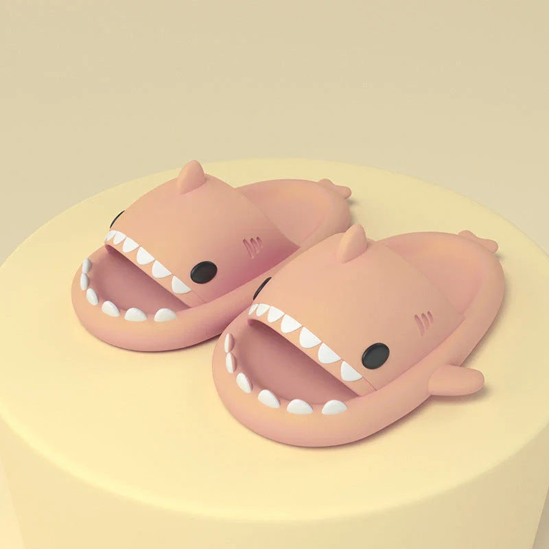 Cozy cartoon shark-themed slippers with anti-slip sole for indoor and outdoor wear