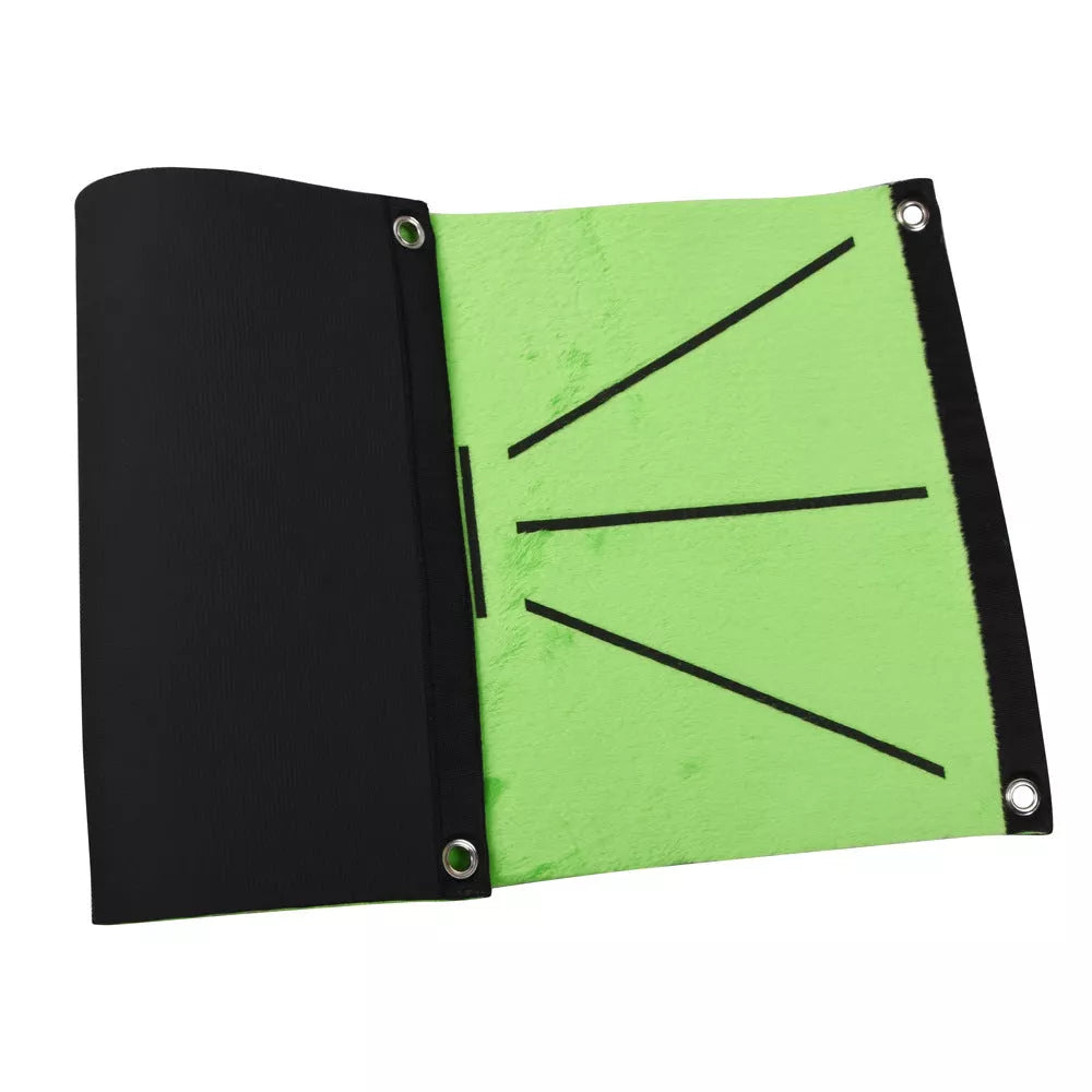 Durable portable golf putter practice mat for swing training, includes accessories