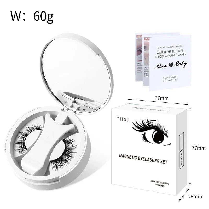 Magnetic false eyelashes with integrated storage case, providing a glue-free, natural-looking makeup accessory