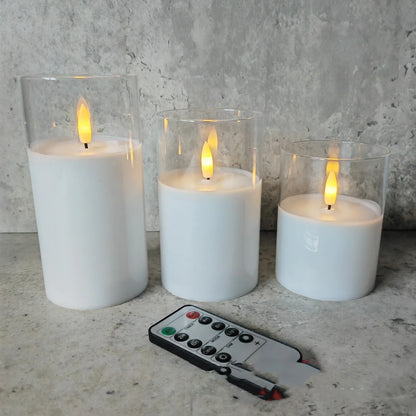 Electroplated glass LED electronic candle with gold finish and realistic flame simulation