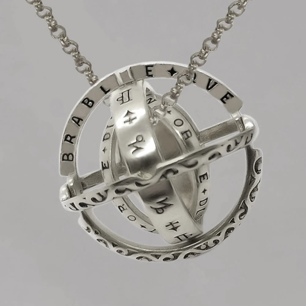 Germany Astronomical Ball Ring Necklace with flip deformation feature in silver and gold