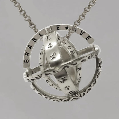 Germany Astronomical Ball Ring Necklace with flip deformation feature in silver and gold