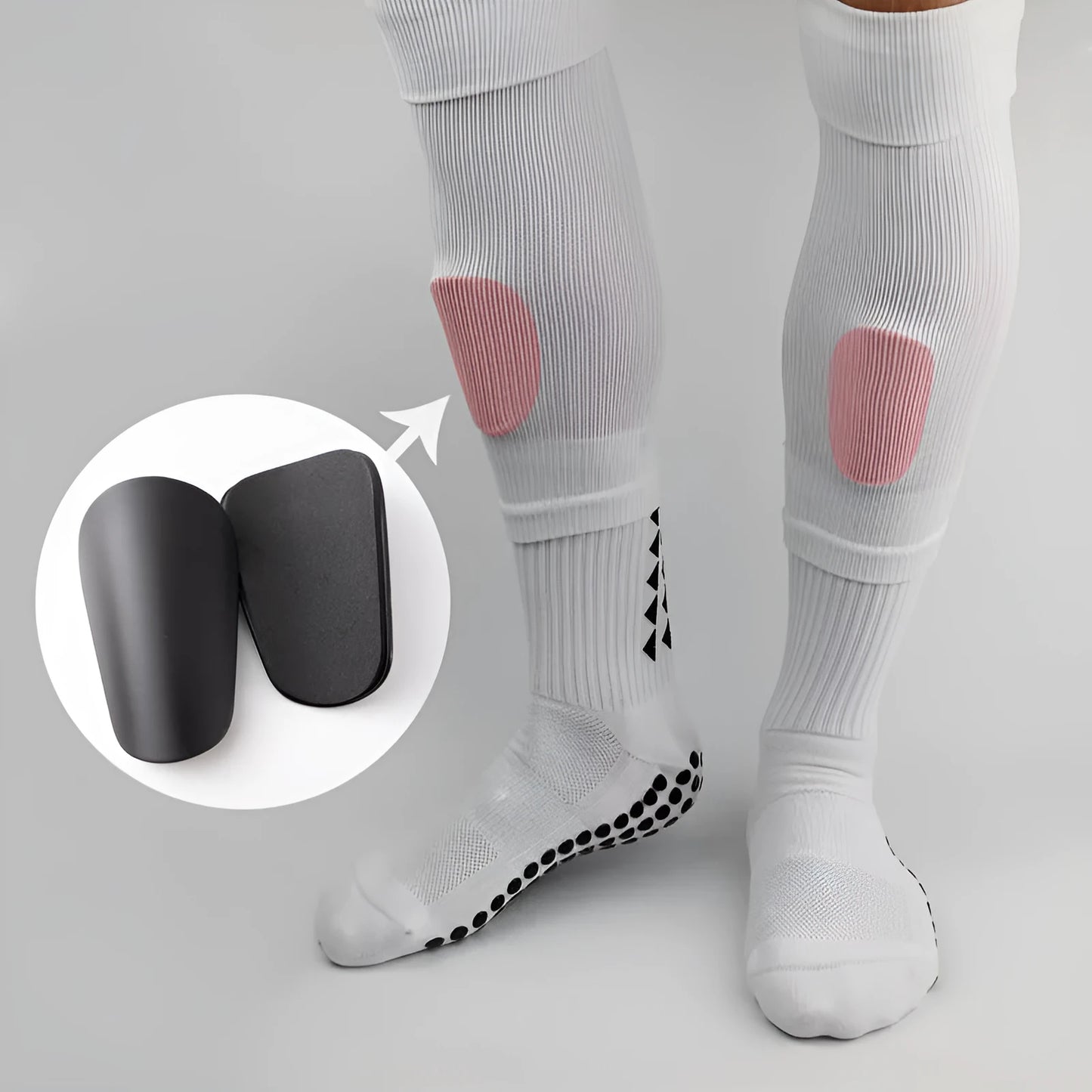 PU mini shin guards for football and running sports in black and blue colours