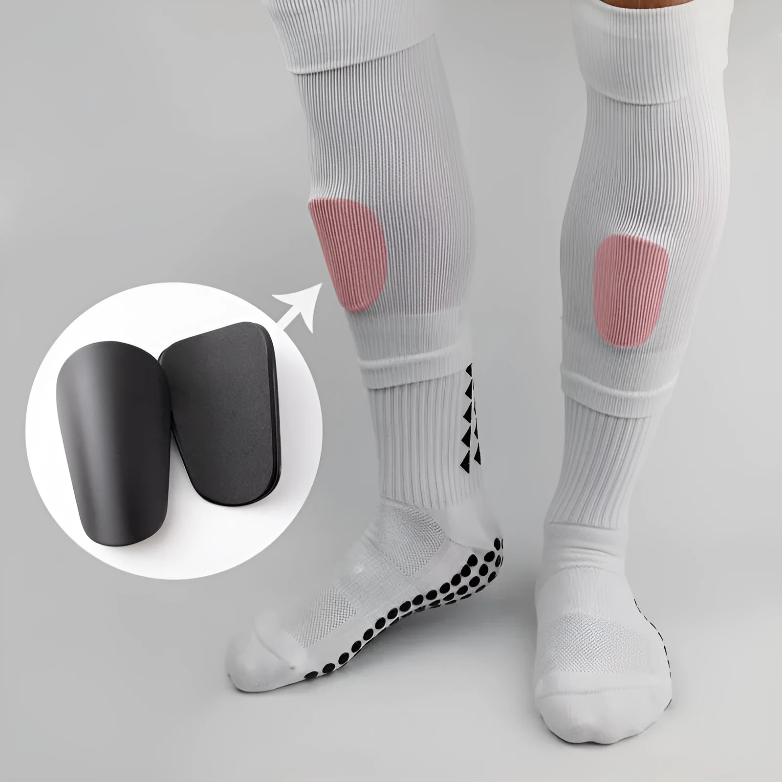 PU mini shin guards for football and running sports in black and blue colours