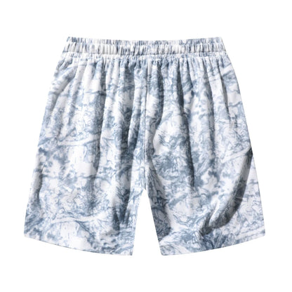 Men's camouflage pattern corduroy athletic shorts with straight leg cut and high waistband