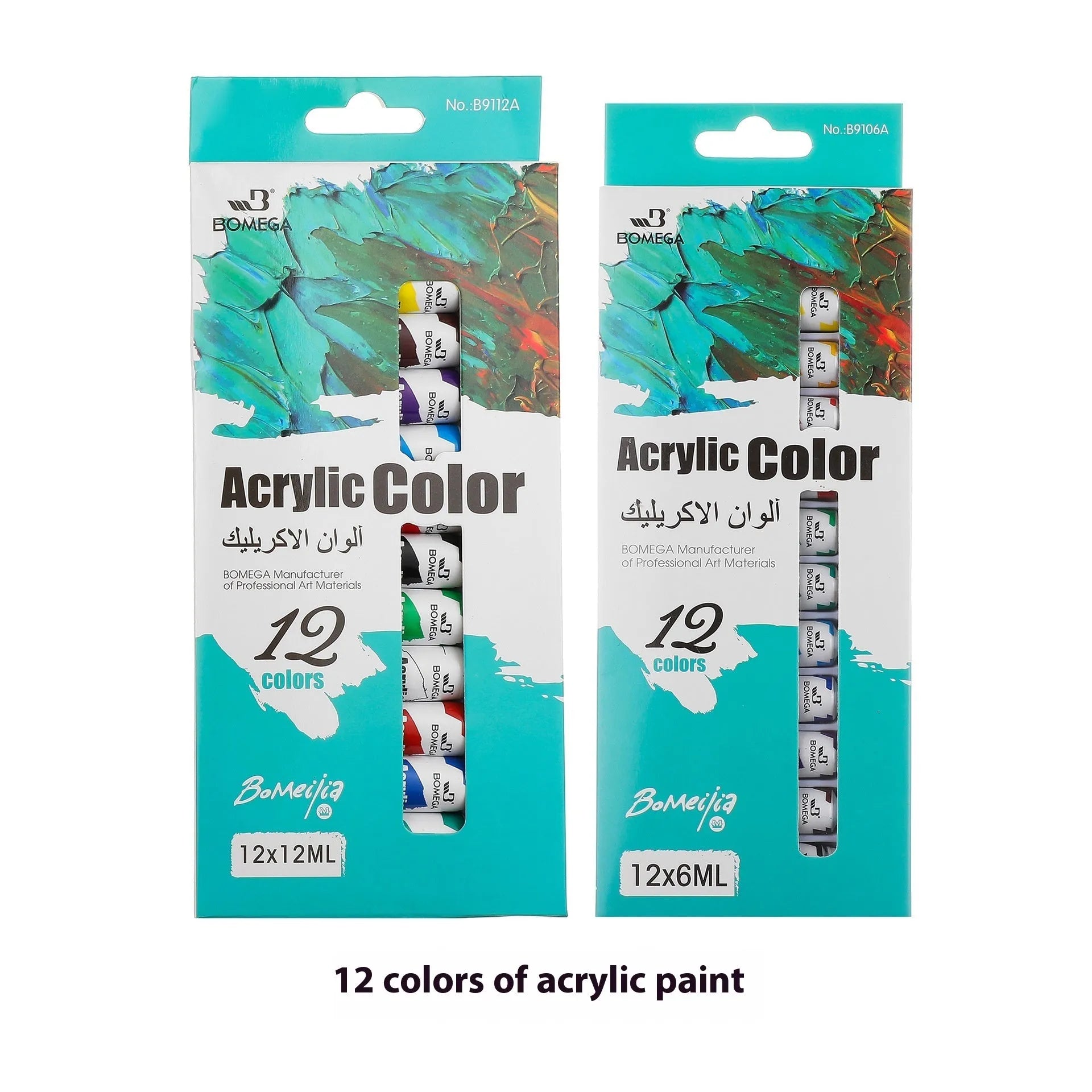 12-colour artist pigment set with tubes for acrylic, oil, watercolour, gouache, glass and textile painting techniques