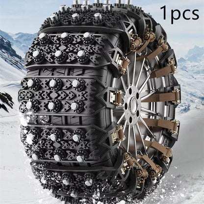 Universal rubber snow nonskid chains for car tires in yellow and black