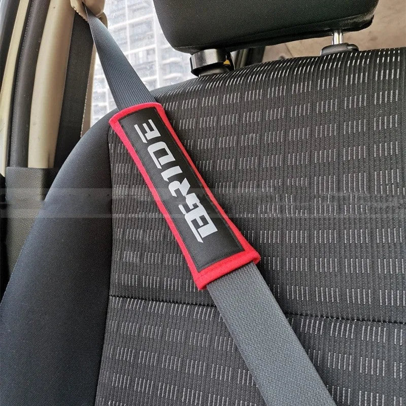 Cotton car seat belt shoulder pad set in black blue red colours with 22.5cm length