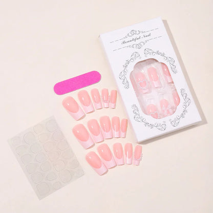 French love pearl fake nails removable nail stickers in colour XD93 with application accessories