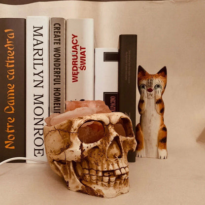 Himalayan Salt Lamp with Skull Design: Air Purifier, Dimmable Lighting, Stress Relief