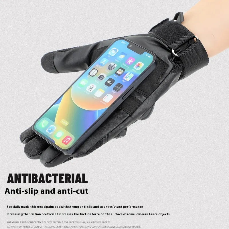 Men's black tactical gloves with touchscreen fingertips for training and commuting activities