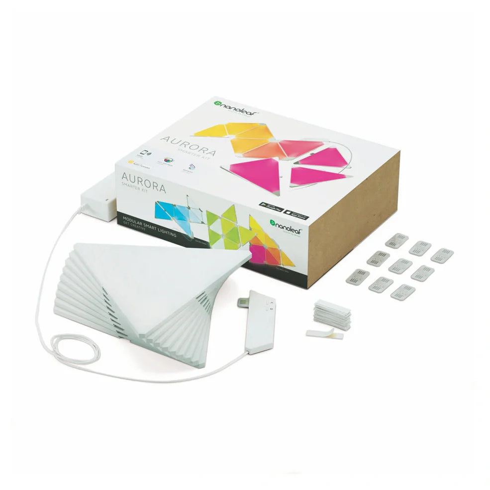 Nine square LED panels arranged in grid with colourful illumination, voice control and music synchronisation features