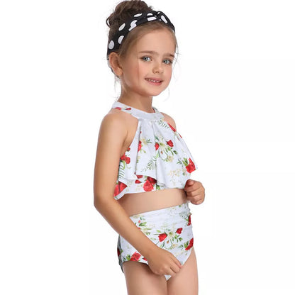 Nylon swimsuit for baby girls and women with chest pad in various colors