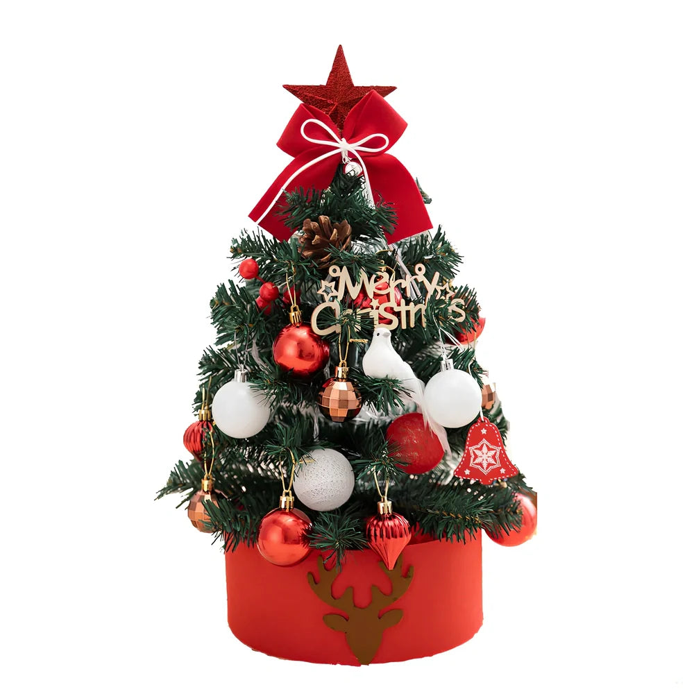 Red and white desktop Christmas tree decoration in 45cm and 60cm sizes for office and home use