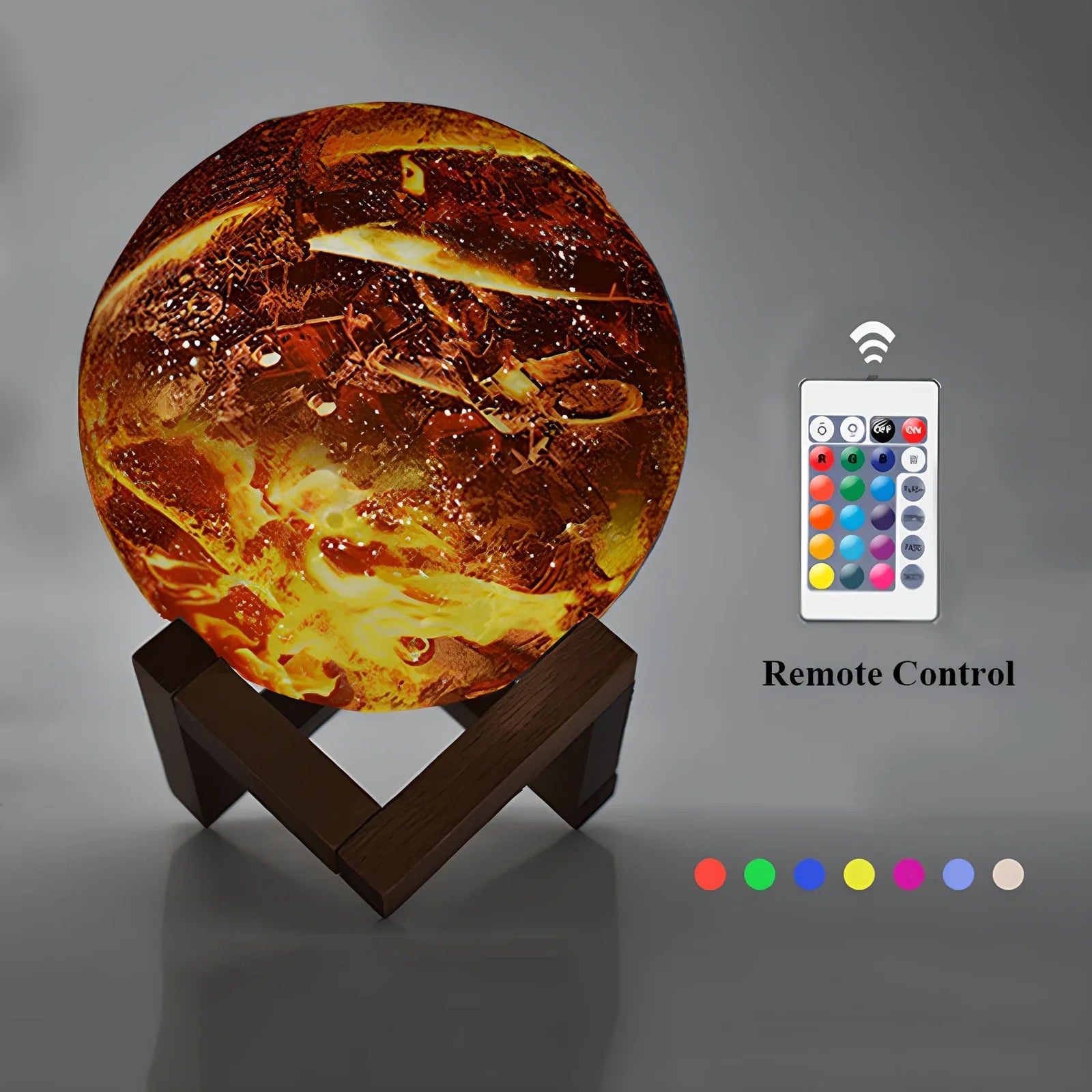 Painted flame LED 3D night light with 15cm diameter and 16 colour options