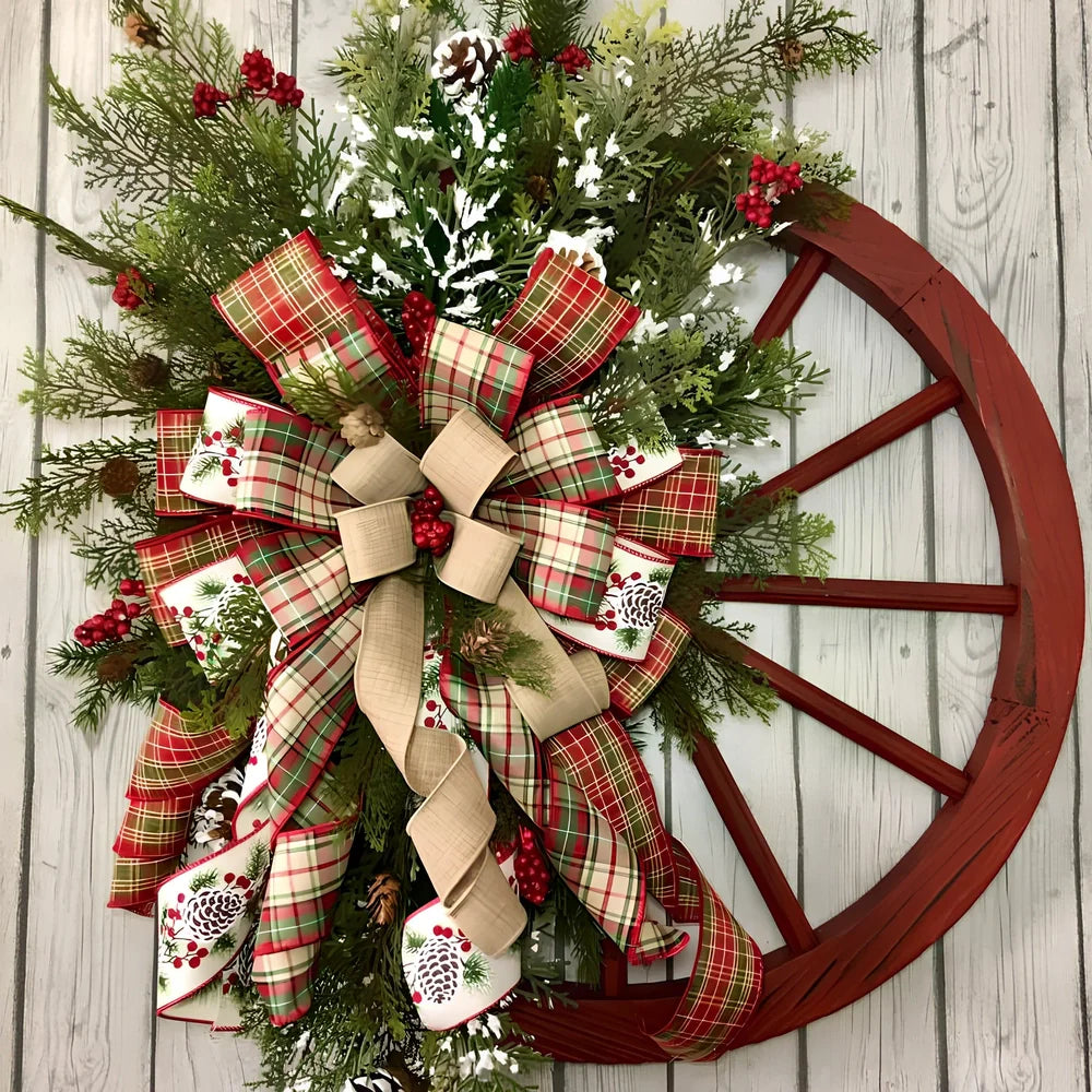 Christmas door hanging decoration measuring 50cm with plastic construction and luminous ornament options