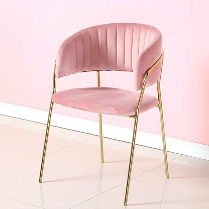 Velvet dining chair in bean paste colour with metal frame, dimensions 53x48x78cm, stable seating option