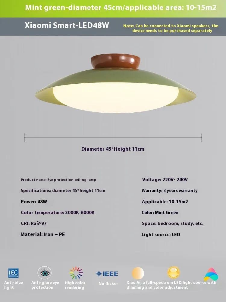 Modern flying saucer shaped ceiling lamp in cream style with minimalist design and clean geometric lines