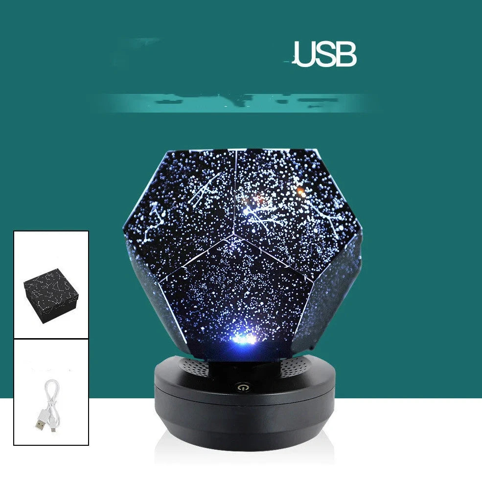 LED starry sky projector night light projecting constellations onto ceiling with remote control