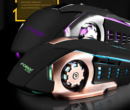 Black FV-502 mechanical gaming mouse with 7-colour breathing backlight and adjustable DPI settings