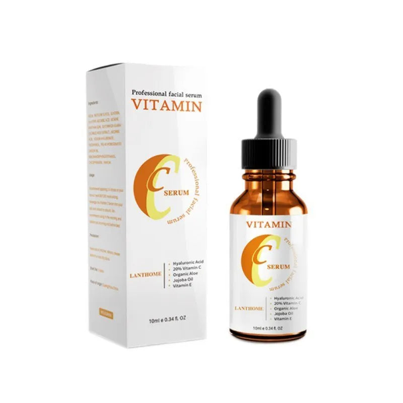 10ml bottle of Vitamin C Hyaluronic Acid facial serum for anti-aging and brightening.