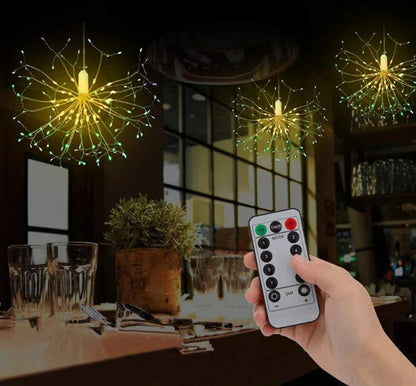 LED Fireworks String Lights with mesmerizing multicolor illumination, perfect for festive celebrations and special occasions.