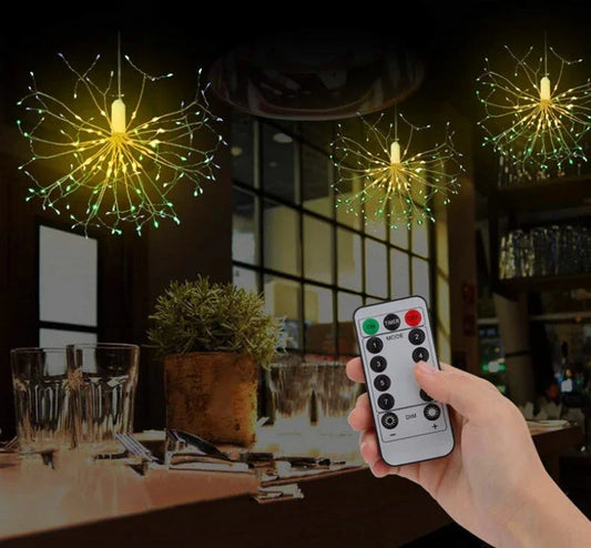 LED Fireworks String Lights with mesmerizing multicolor illumination, perfect for festive celebrations and special occasions.