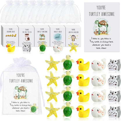 Set of resin pun inspirational memo cards laid out, showing different quantities available.