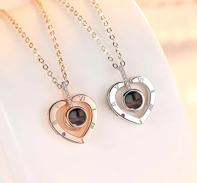 Subloom Heart 100 I Love You silver necklace with heart-shaped pendant