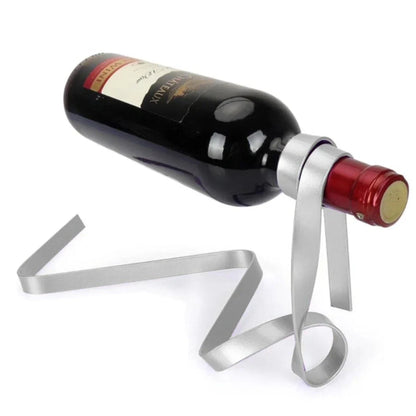 Floating illusion wine bottle holder measuring 36x16cm in black, gold, or red colours