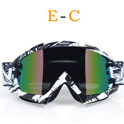 Interchangeable lens riding goggles with ABS frame and multiple colour options for off-road cycling