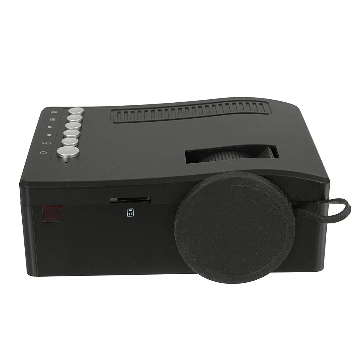 Compact portable LED projector with multimedia support and 48 lumens brightness
