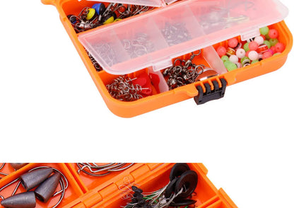 Weihe 257-piece fishing lure and hook accessories kit in an orange ABS plastic tackle box