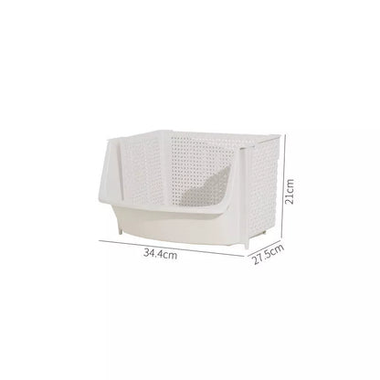 Multi-layer vegetable basket rack in light blue and light gray for efficient kitchen storage