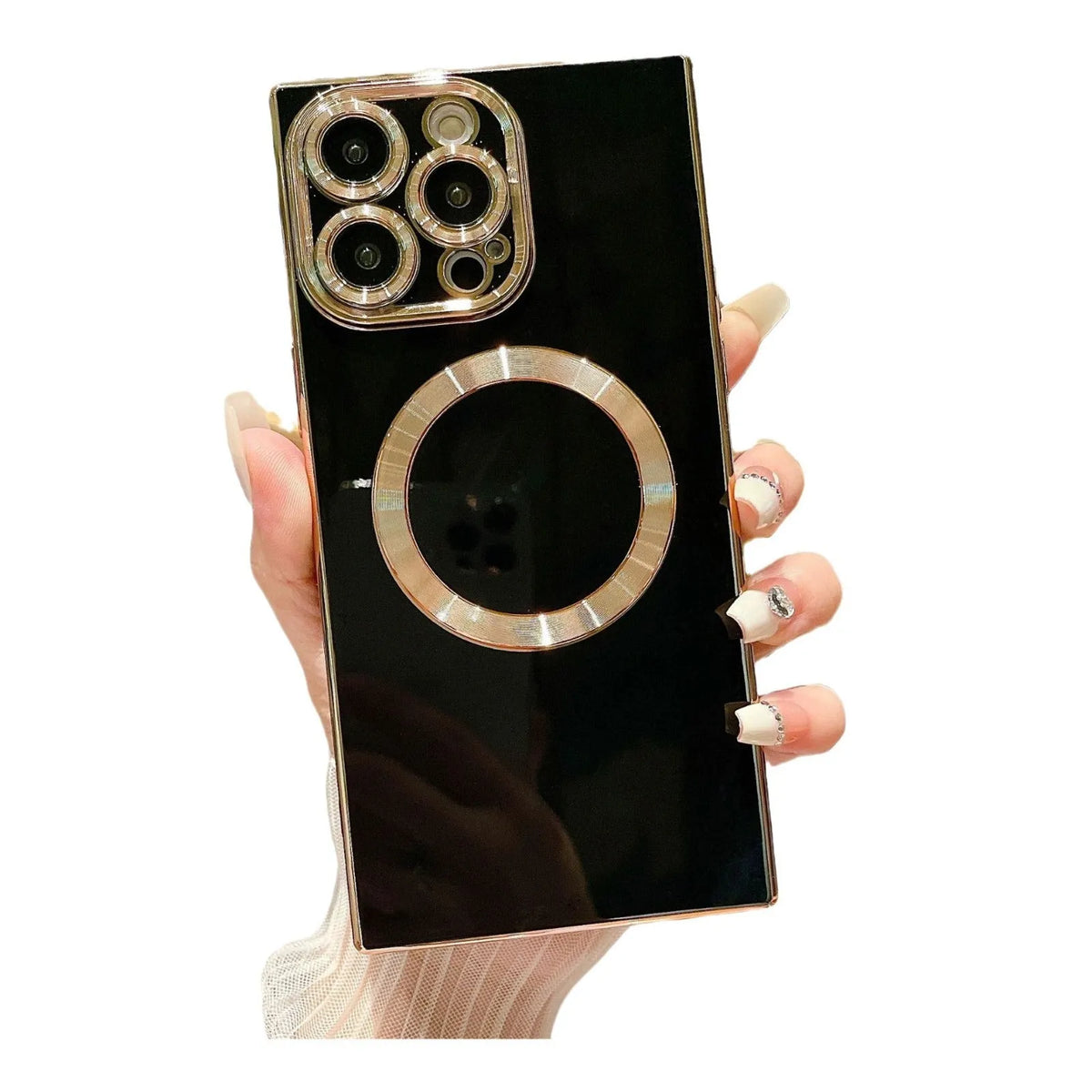 Electroplating square magnetic TPU phone case in solid colour for iPhone 11, 12 Pro Max, 13 Pro Max and 14 Pro Max