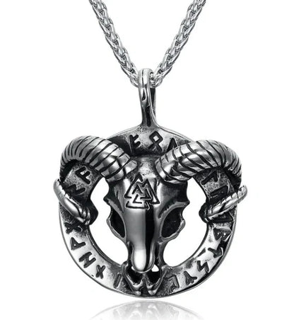 Stainless steel Norse rune necklaces with various Viking symbols and designs