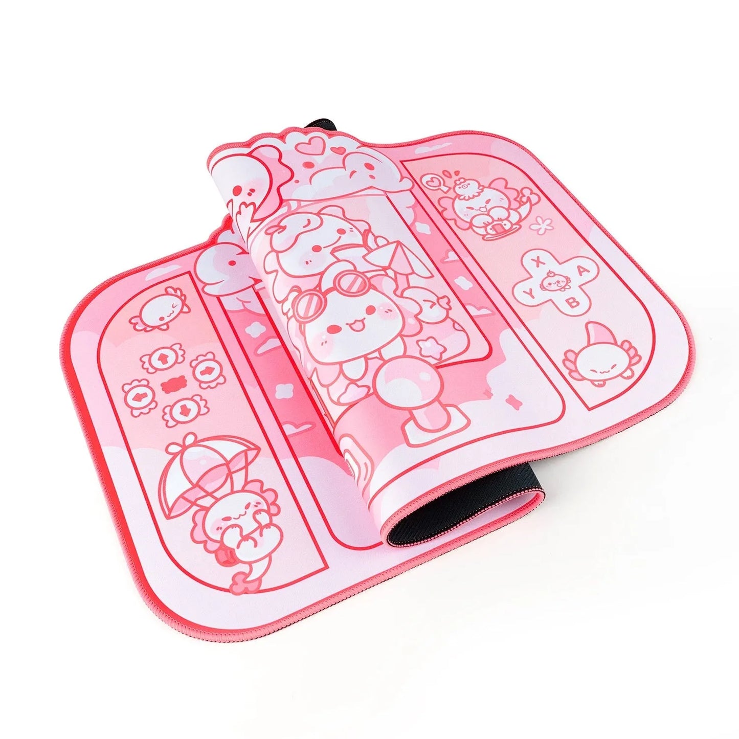 Hexagonal dragon crane machine pattern mouse pad measuring 75 by 40 centimetres with integrated wrist support