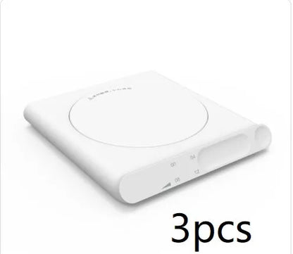 Adjustable Thermostat Coaster in white, blue, and pink with USB interface