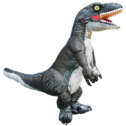 Jurassic World inflatable T-Rex costume standing 2.2m tall with battery fan and complete accessory set