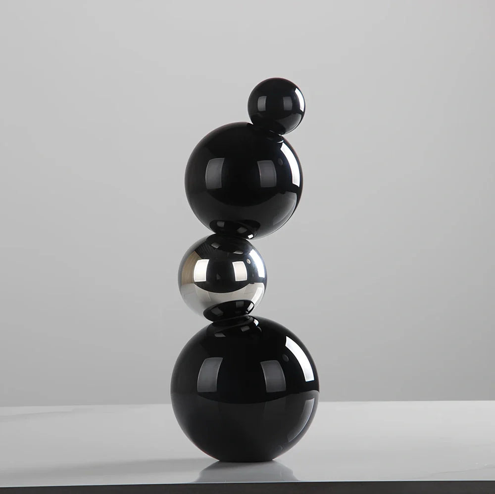 Black K9 crystal geometry desktop sculpture with polished surface and geometric angles