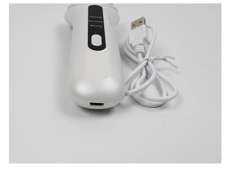 Electric Ultrasonic Facial Beauty Device in white, compact and portable design
